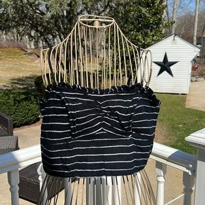 AEO Black and White Stripe Structured Cropped Tank
